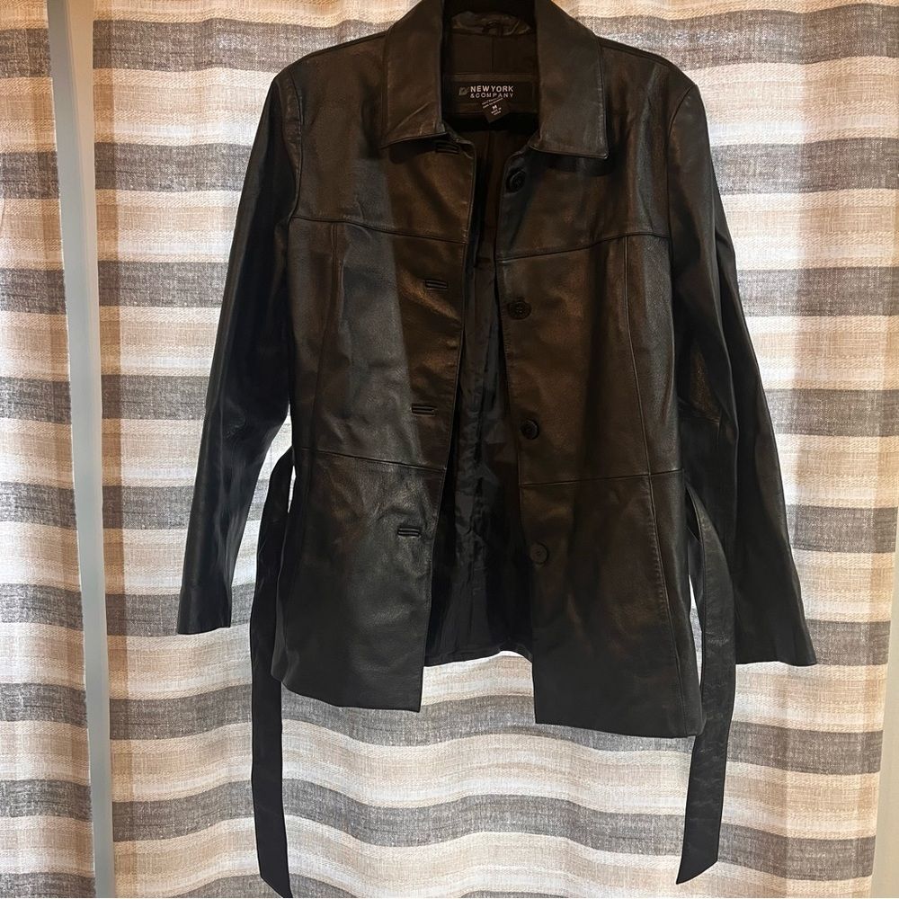 New York & Company Black Leather Jacket Size Medium - Picture 1 of 10